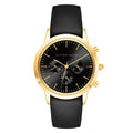 Alfred Sung Chronograph Watch, Black Dial, Black Leather Strap