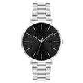 Alfred Sung Metropolitan Date Watch, Black Dial, Silver Bracelet