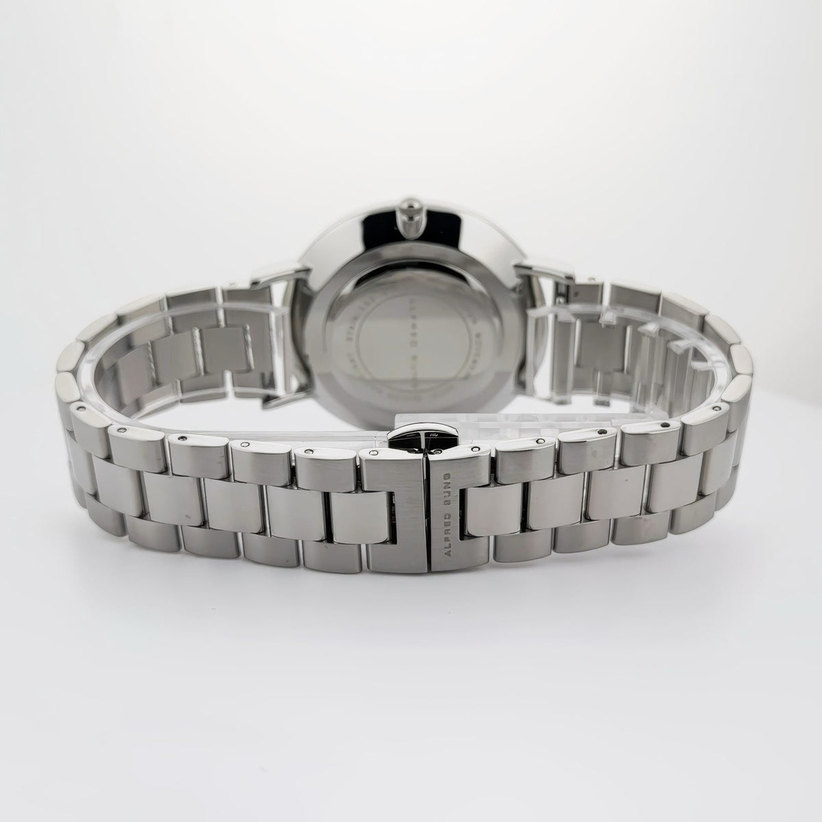 Alfred Sung Metropolitan Date Watch, Black Dial, Silver Bracelet, view 3