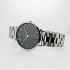 Alfred Sung Metropolitan Date Watch, Black Dial, Silver Bracelet, view 2