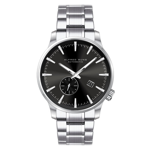 Alfred Sung Automatic II Watch, Black Sunray Dial, Steel Bracelet