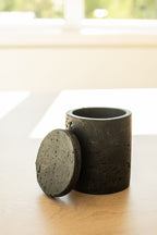 Travertine and Lava Rock Candle with Lid, view 3