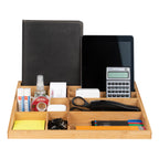 Bamboo Desk Organizer, 10 Compartments, view 4