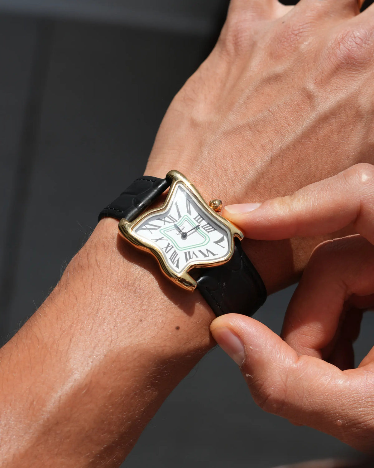 Square Melting Watch, Large Gold, view 3