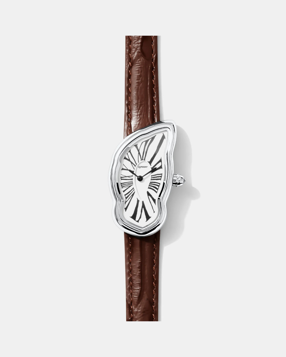 Melting Watch, Large Silver, Brown / White