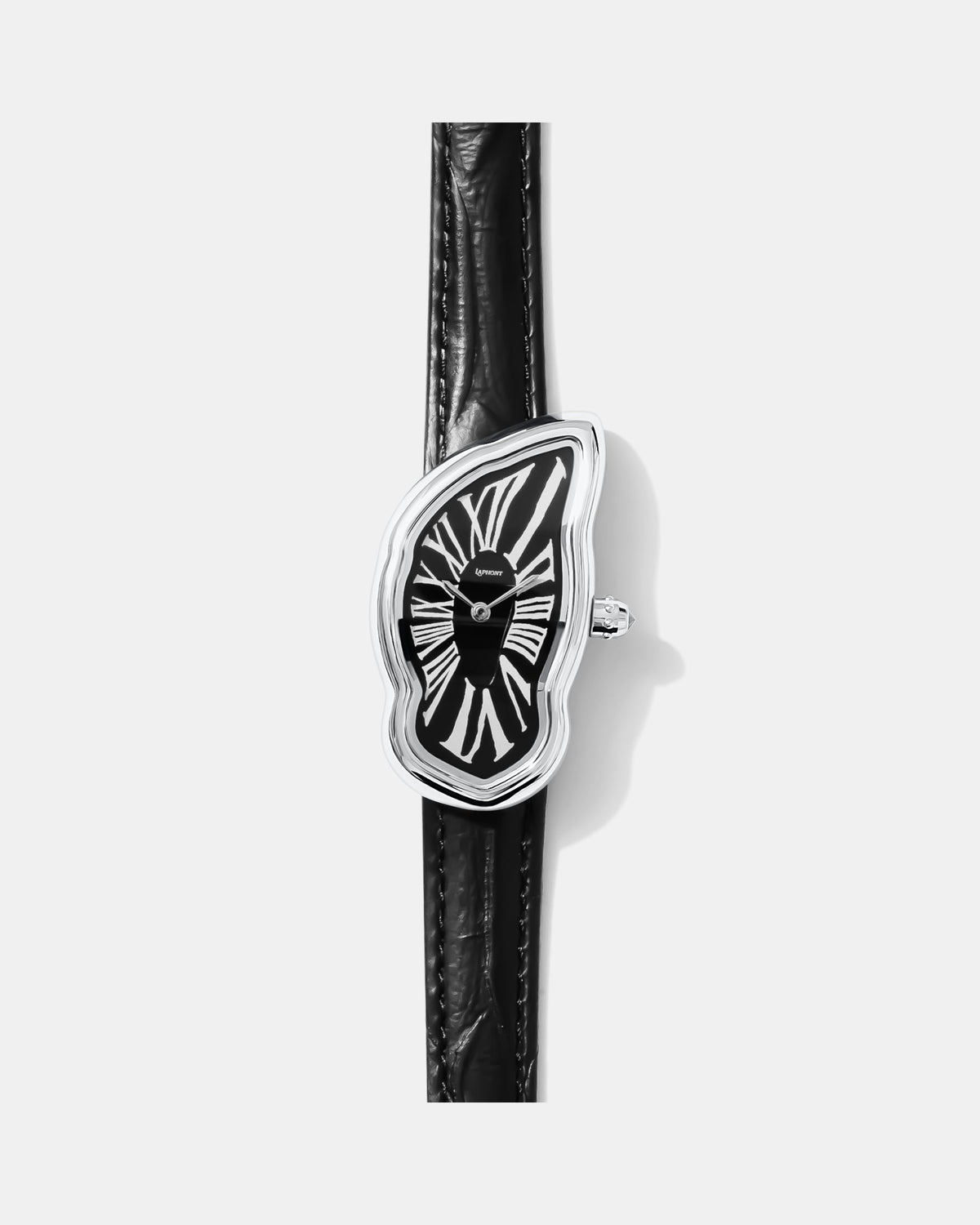 Melting Watch, Large Silver, Black / Black