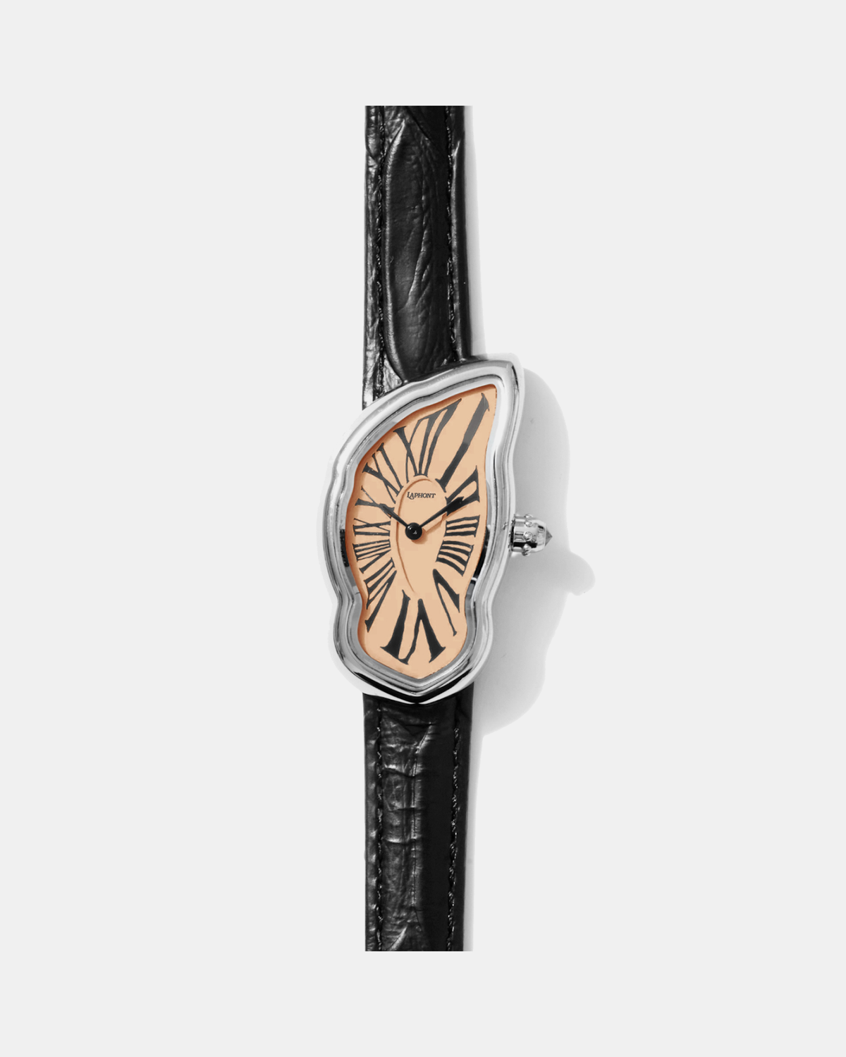 Melting Watch, Large Silver, Black / Salmon