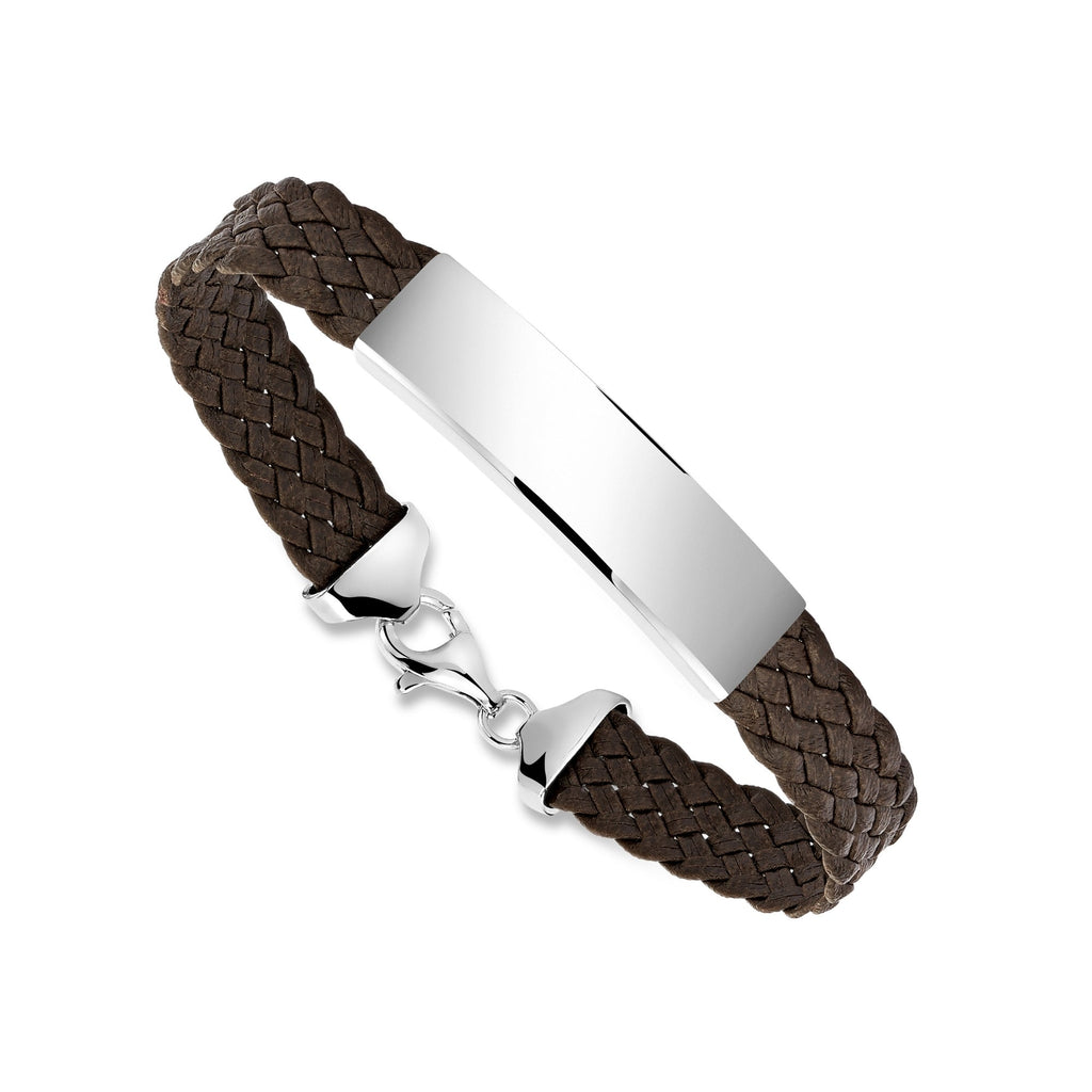 Men's Sterling Silver ID Bracelet, Braided Band (Engravable) - view 1