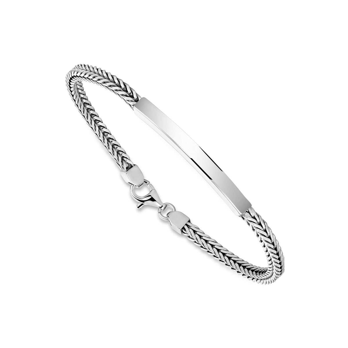 Men's Sterling Silver ID Bracelet, Foxtail Chain (Engravable) - view 1