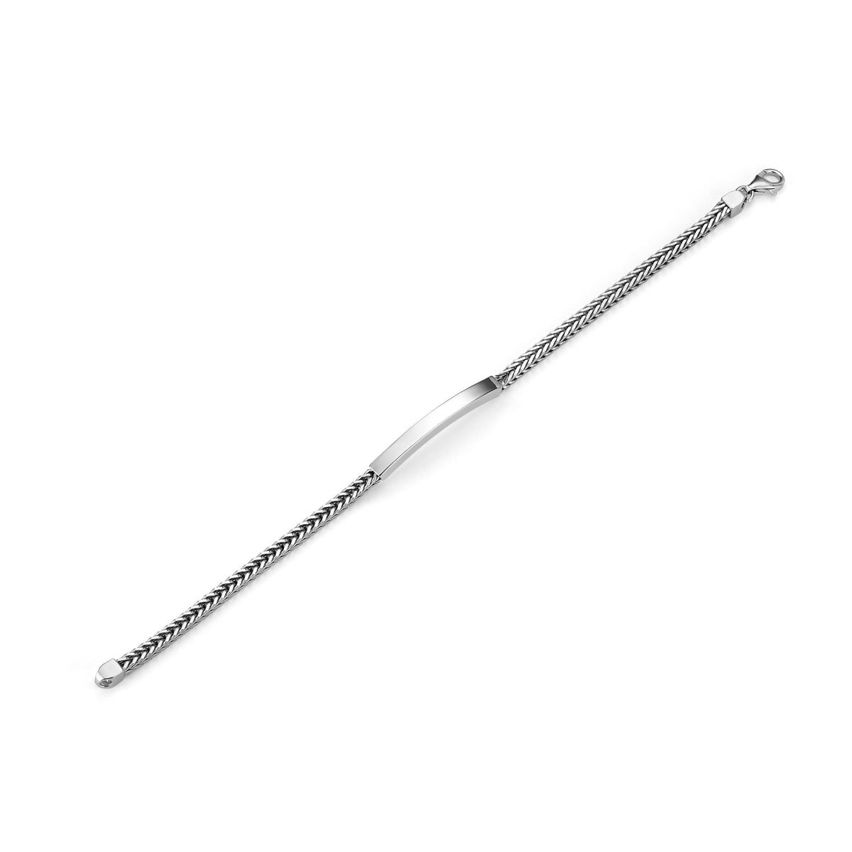 Men's Sterling Silver ID Bracelet, Foxtail Chain (Engravable) - view 2