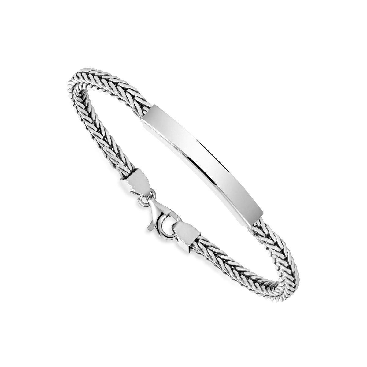 Men's Sterling Silver ID Bracelet, Foxtail Chain (Engravable) - view 4
