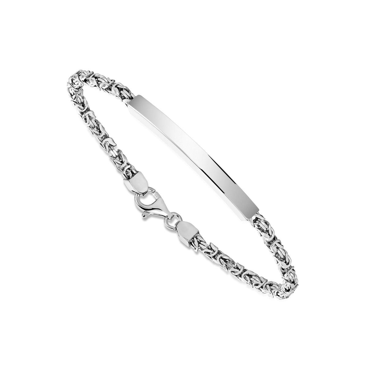 Men's Sterling Silver ID Bracelet, Byzantine Chain (Engravable) - view 1