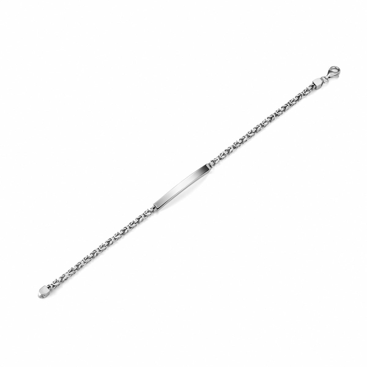 Men's Sterling Silver ID Bracelet, Byzantine Chain (Engravable) - view 2
