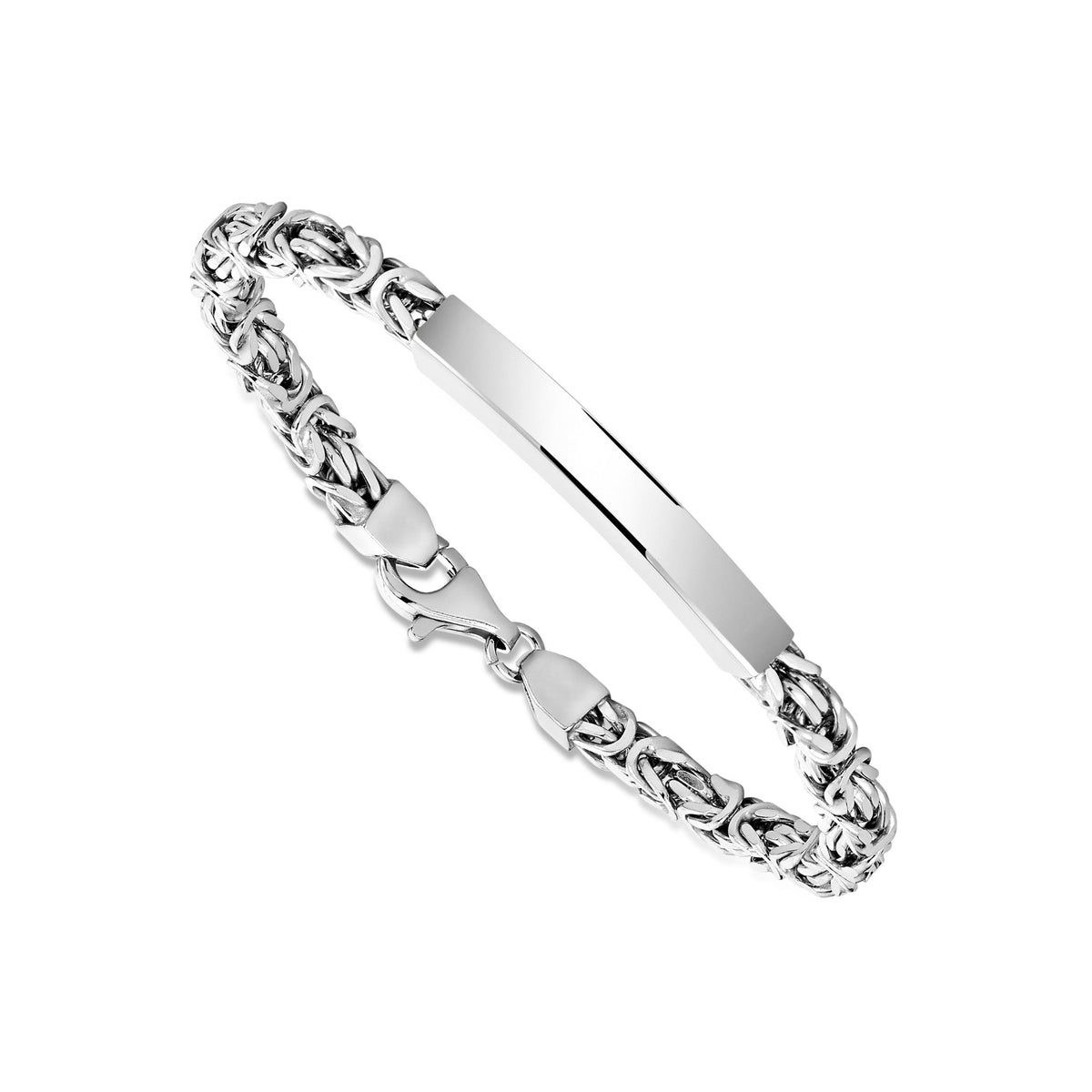 Men's Sterling Silver ID Bracelet, Byzantine Chain (Engravable) - view 4