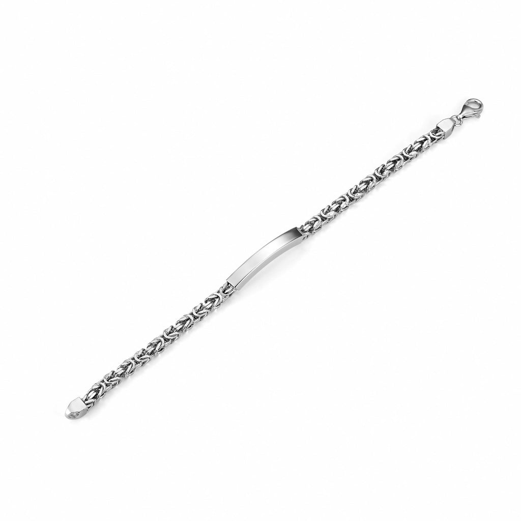 Men's Sterling Silver ID Bracelet, Byzantine Chain (Engravable) - view 5