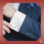 Engraved Sterling Silver Cufflinks, Rectangle - view 2
