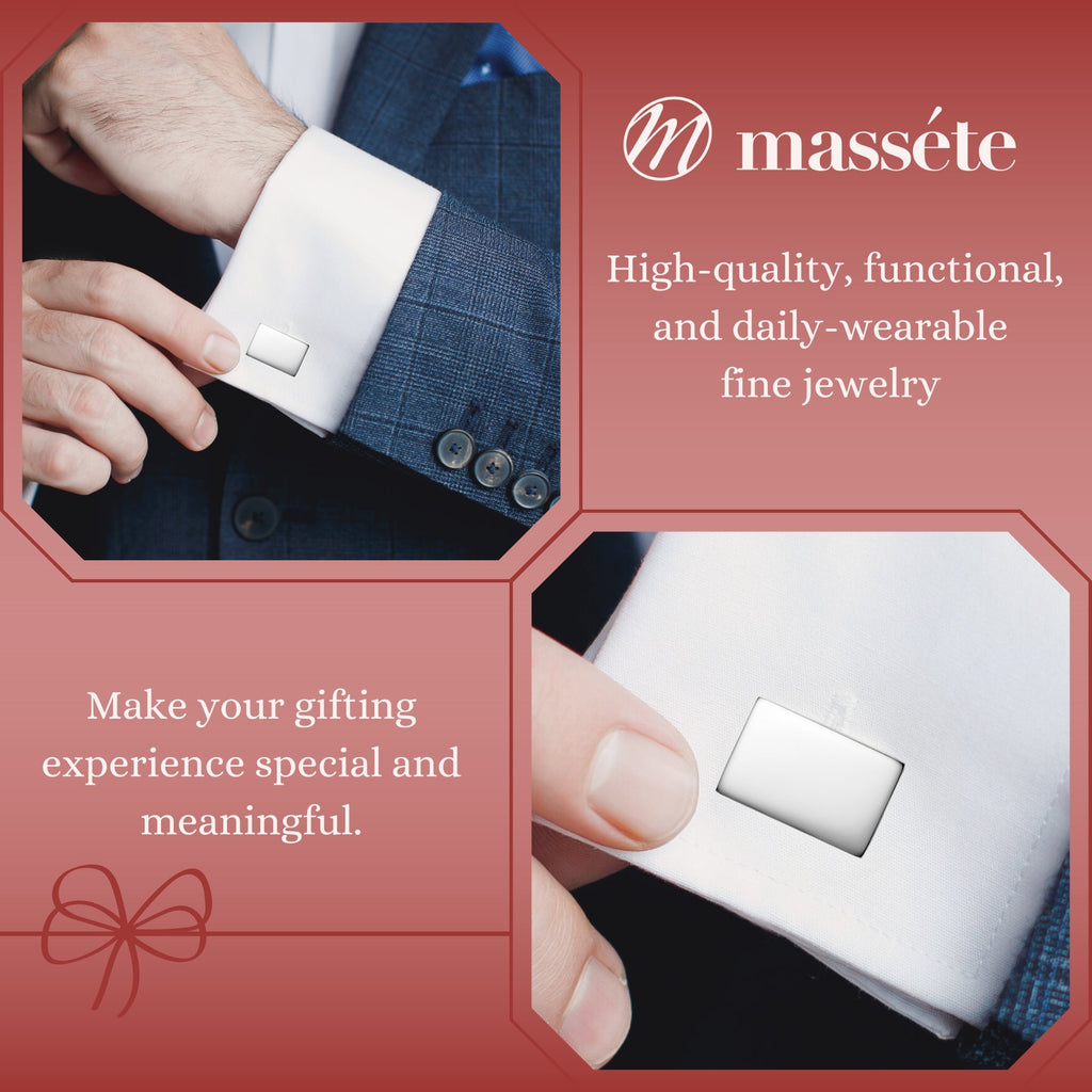 Engraved Sterling Silver Cufflinks, Rectangle - view 3