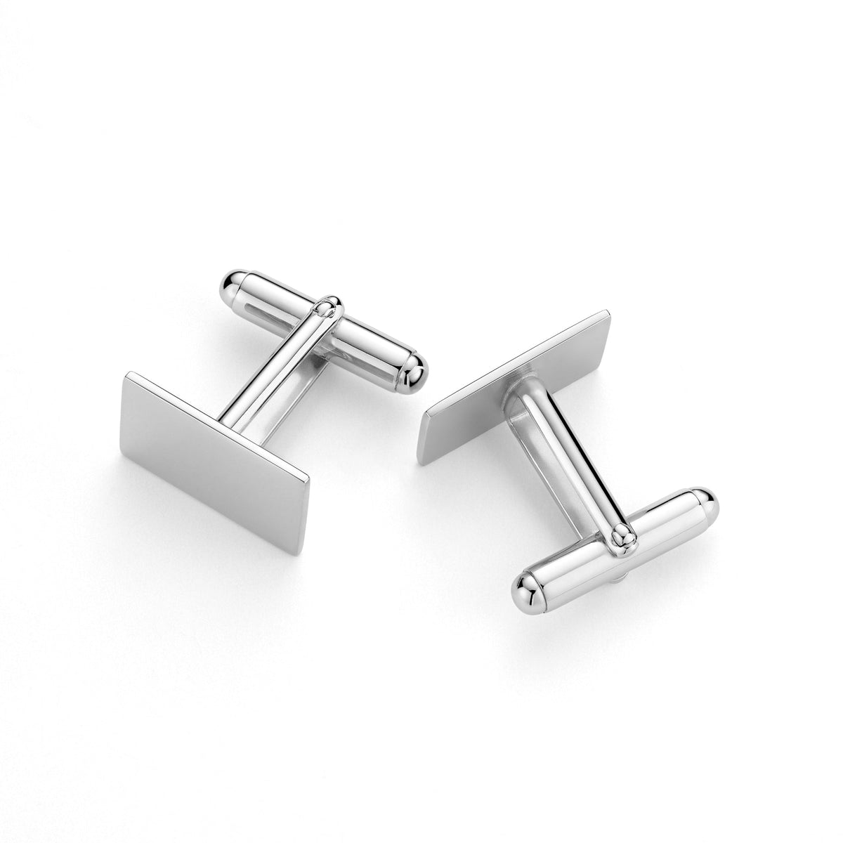 Engraved Sterling Silver Cufflinks, Rectangle - view 4