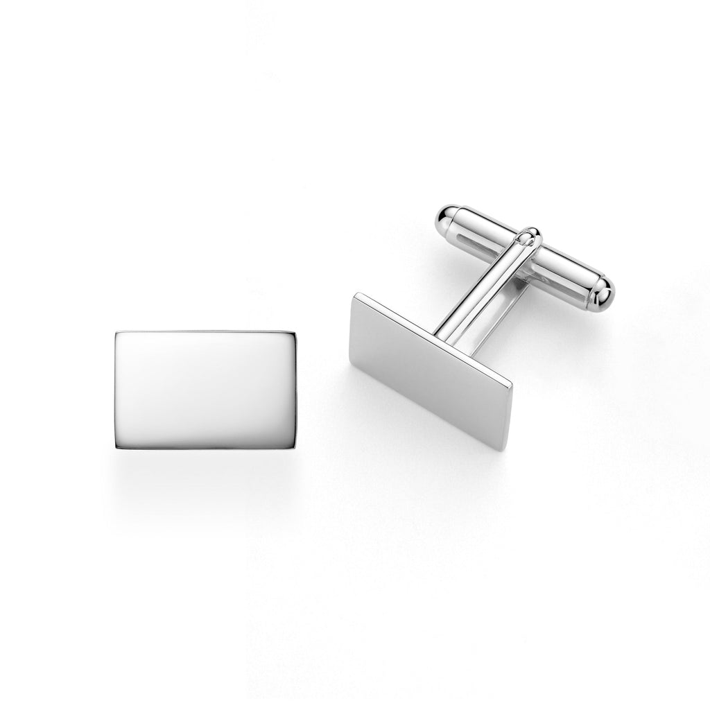Engraved Sterling Silver Cufflinks, Rectangle - view 1
