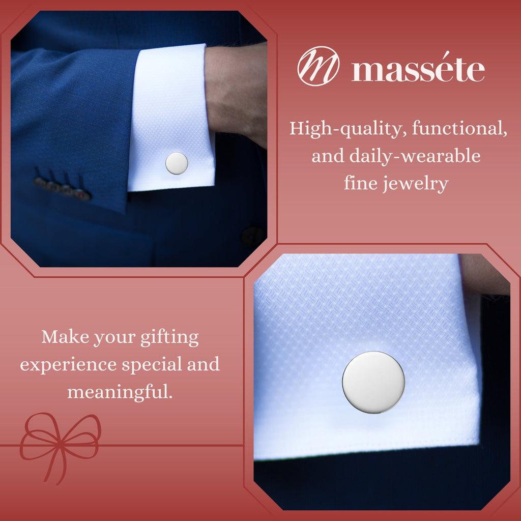 Engraved Sterling Silver Cufflinks, Round - view 3