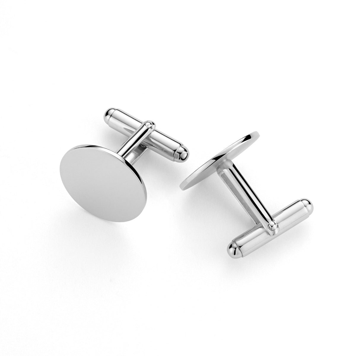 Engraved Sterling Silver Cufflinks, Round - view 4