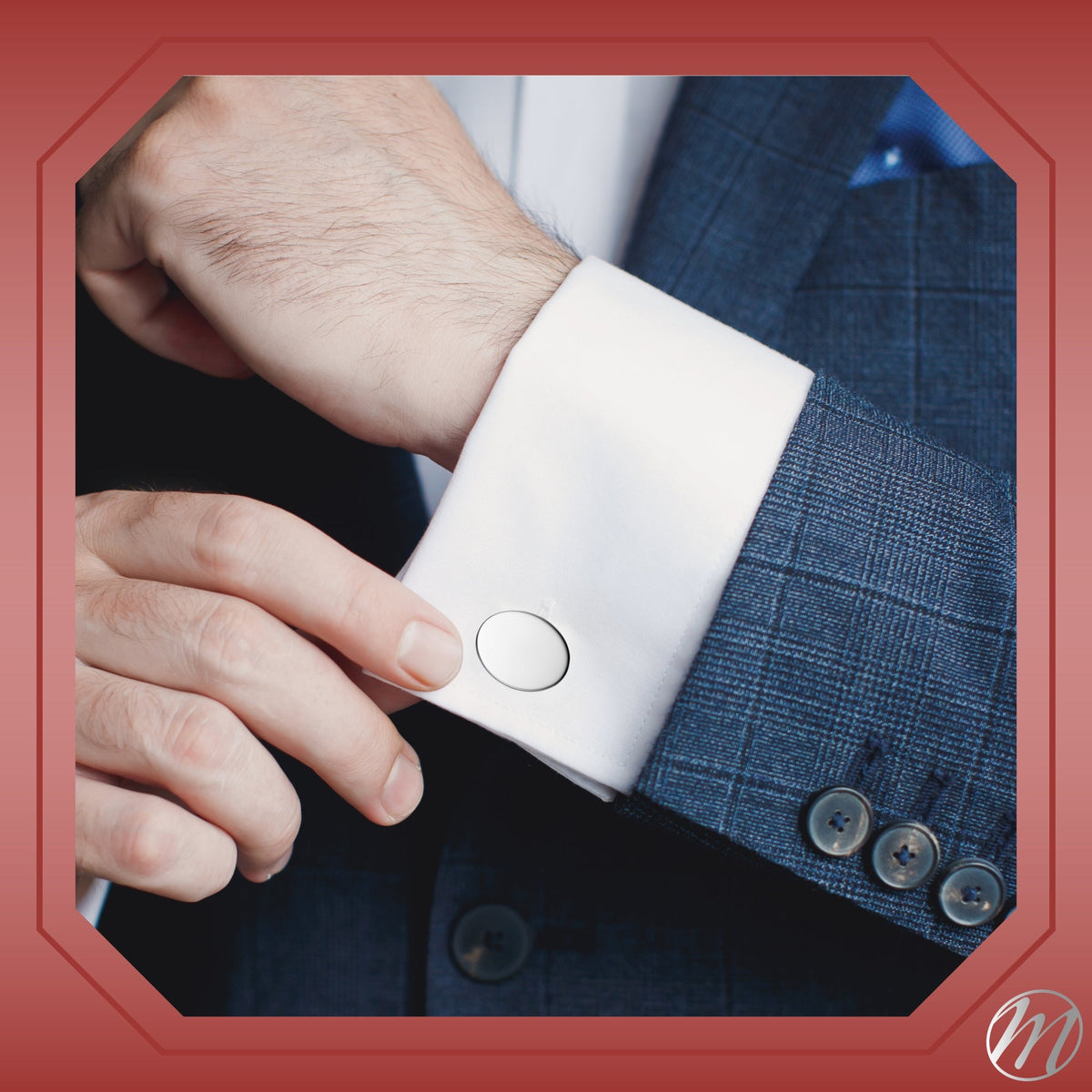 Engraved Sterling Silver Cufflinks, Oval - view 2
