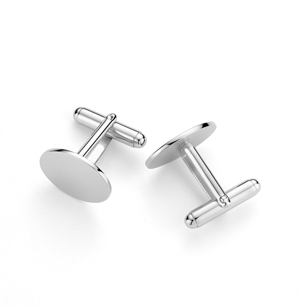 Engraved Sterling Silver Cufflinks, Oval - view 4