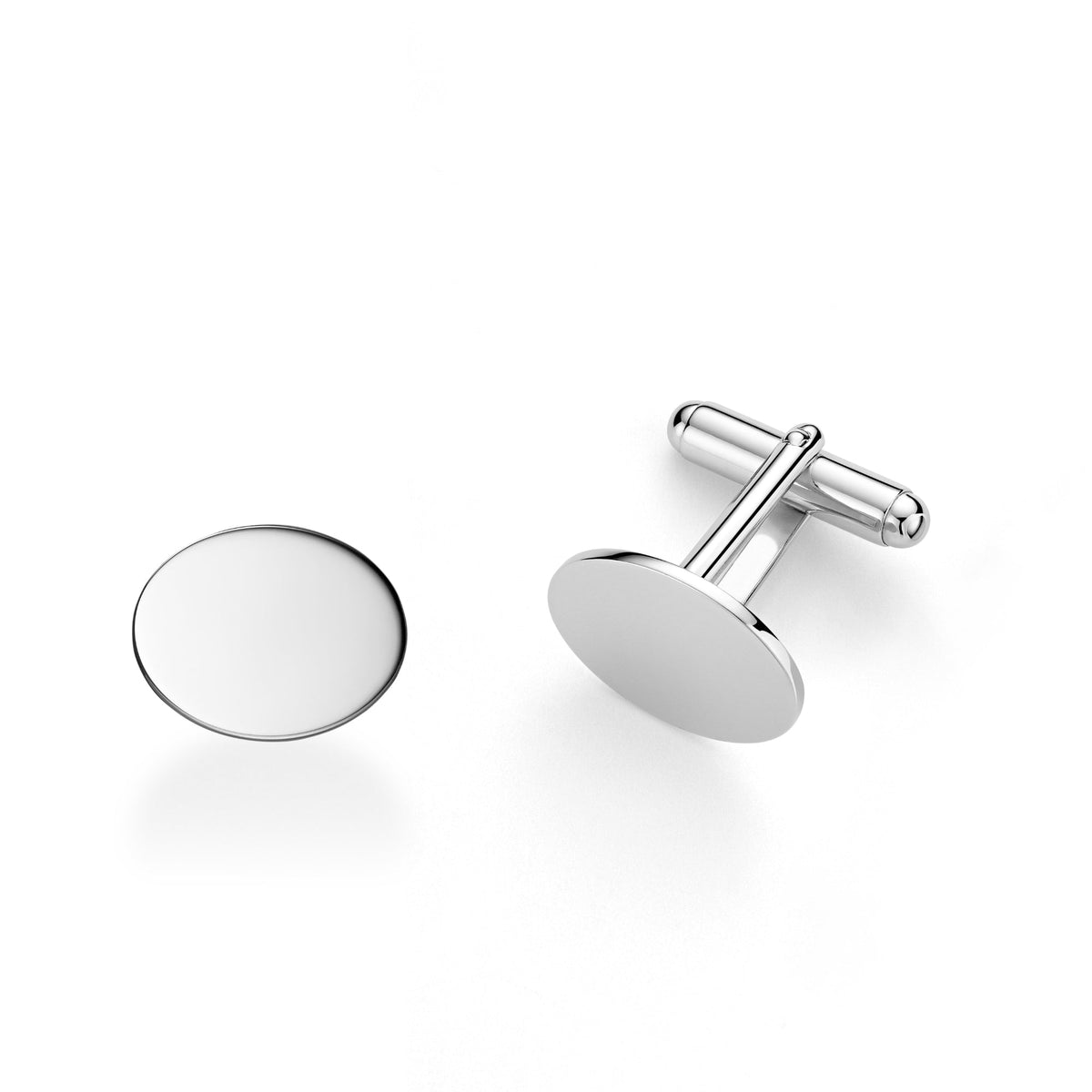 Engraved Sterling Silver Cufflinks, Oval - view 1