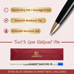 Massete Linea Ballpoint Pen, 23K Gold Trim, view 3