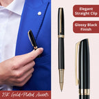 Massete Linea Rollerball Pen, 23K Gold Trim, view 2