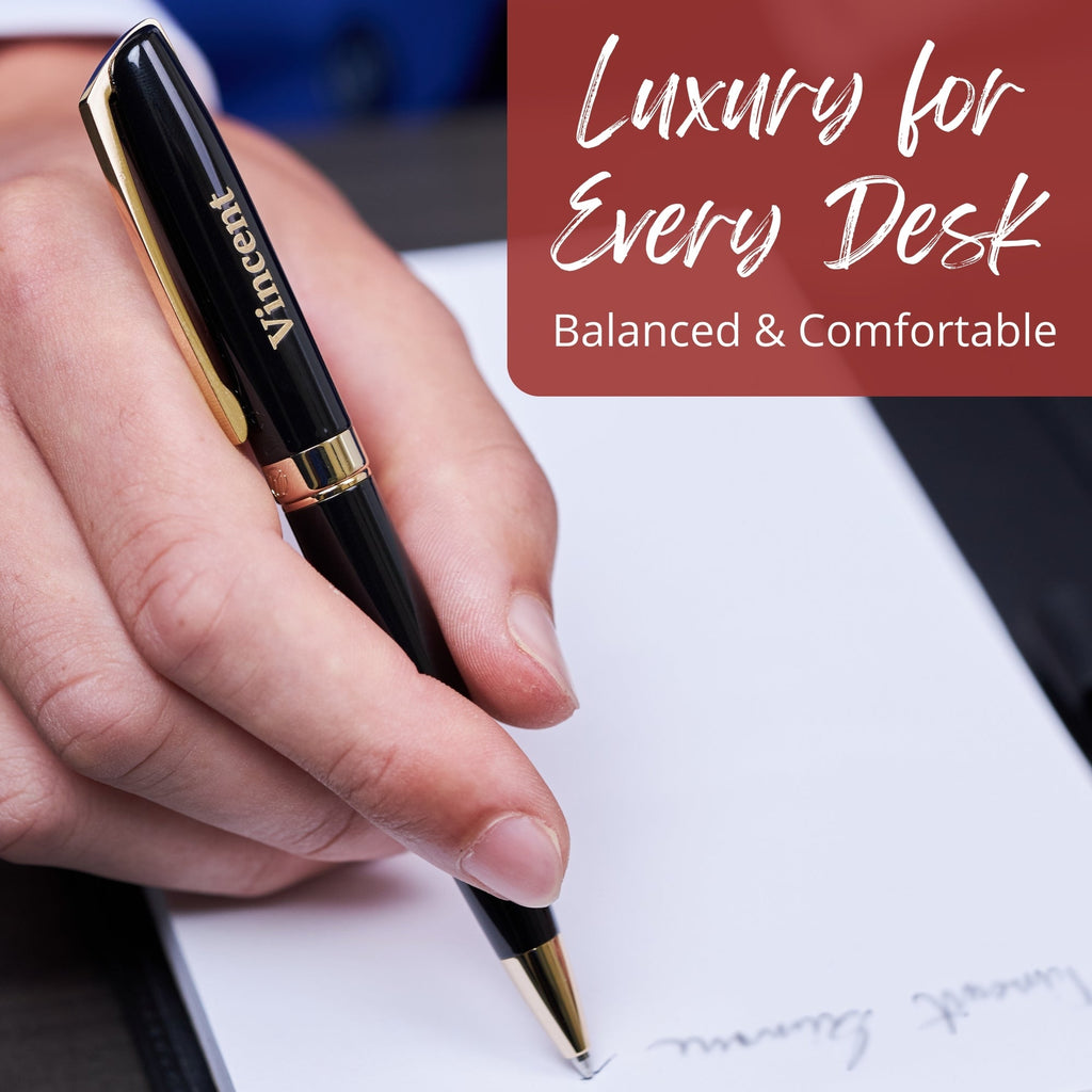 Massete Linea Ballpoint Pen, 23K Gold Trim, view 5