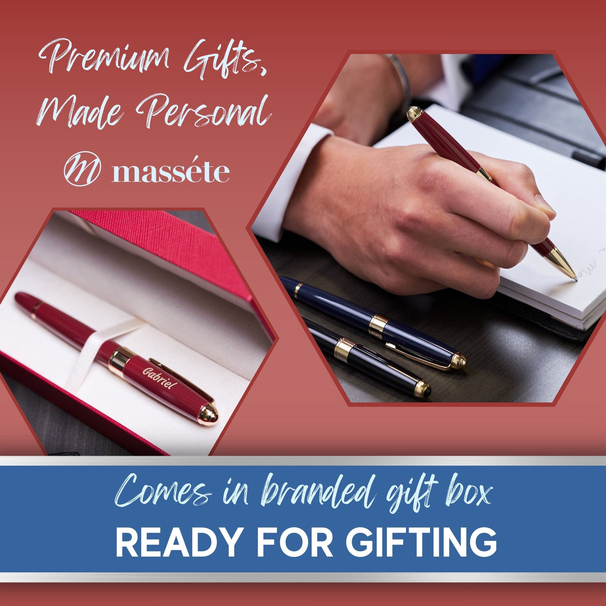 Massete Venero Rollerball Pen, 23K Gold Trim, view 7