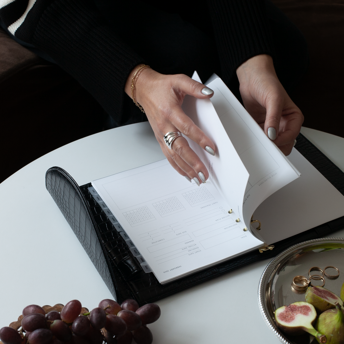 A5 Planner Binder, Black Pebble, view 3