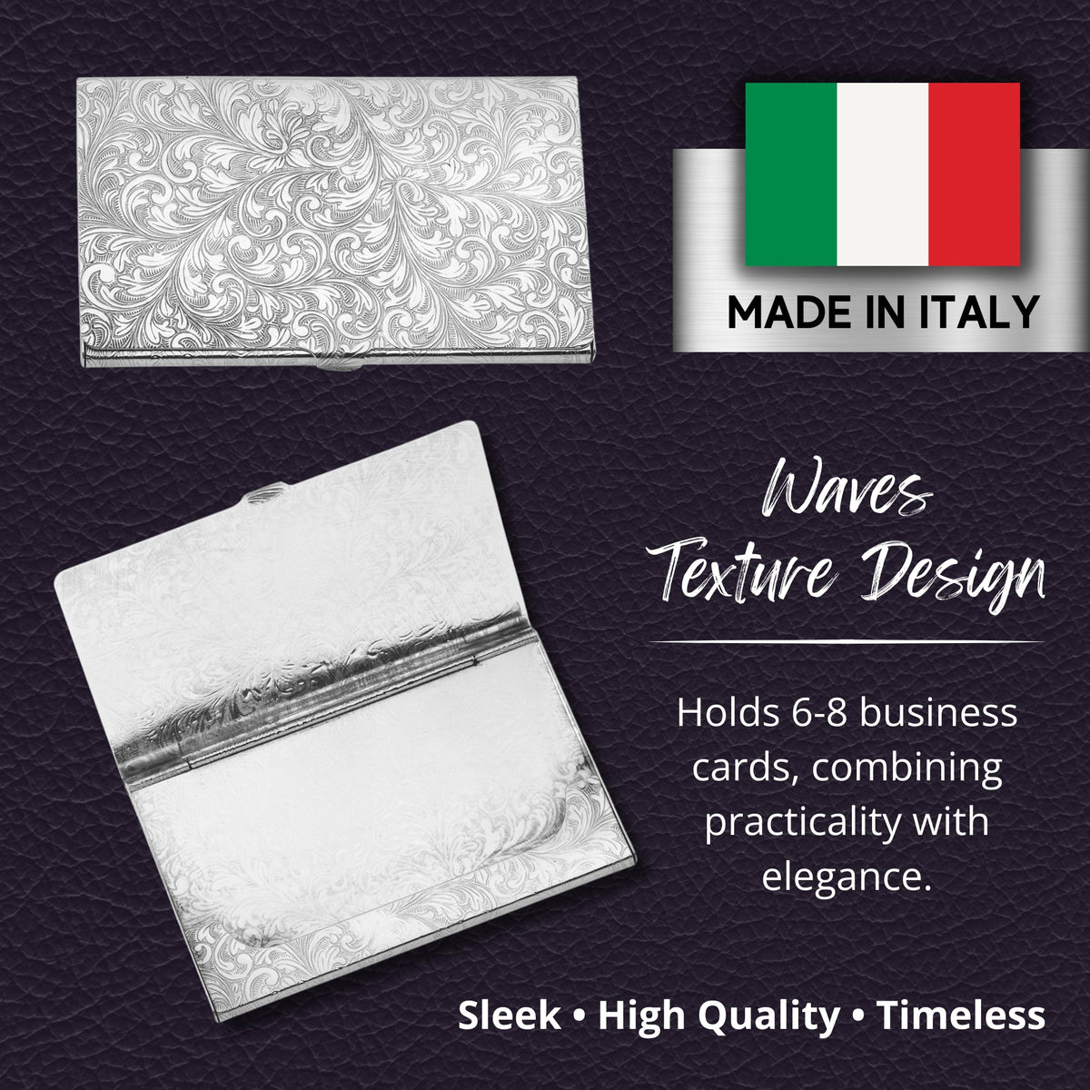 Sterling Silver Business Card Holder, Hand-Engraved (Made in Italy) - view 4