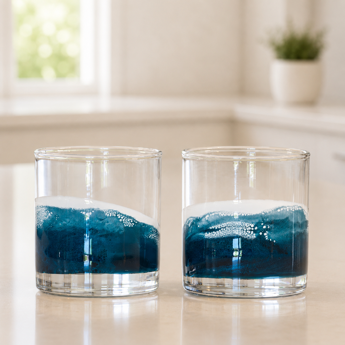 Resin Coated Whisky Glasses, Set of 2