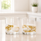 Resin Coated Whisky Glasses, Set of 2, Gold Quartz