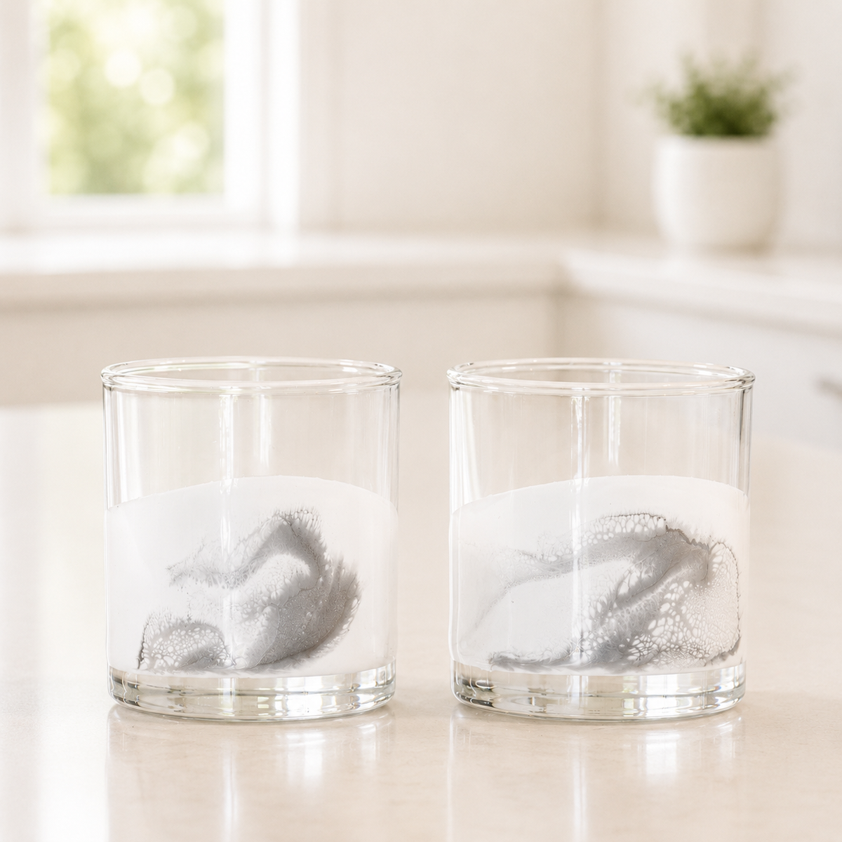 Resin Coated Whisky Glasses, Set of 2, Marble