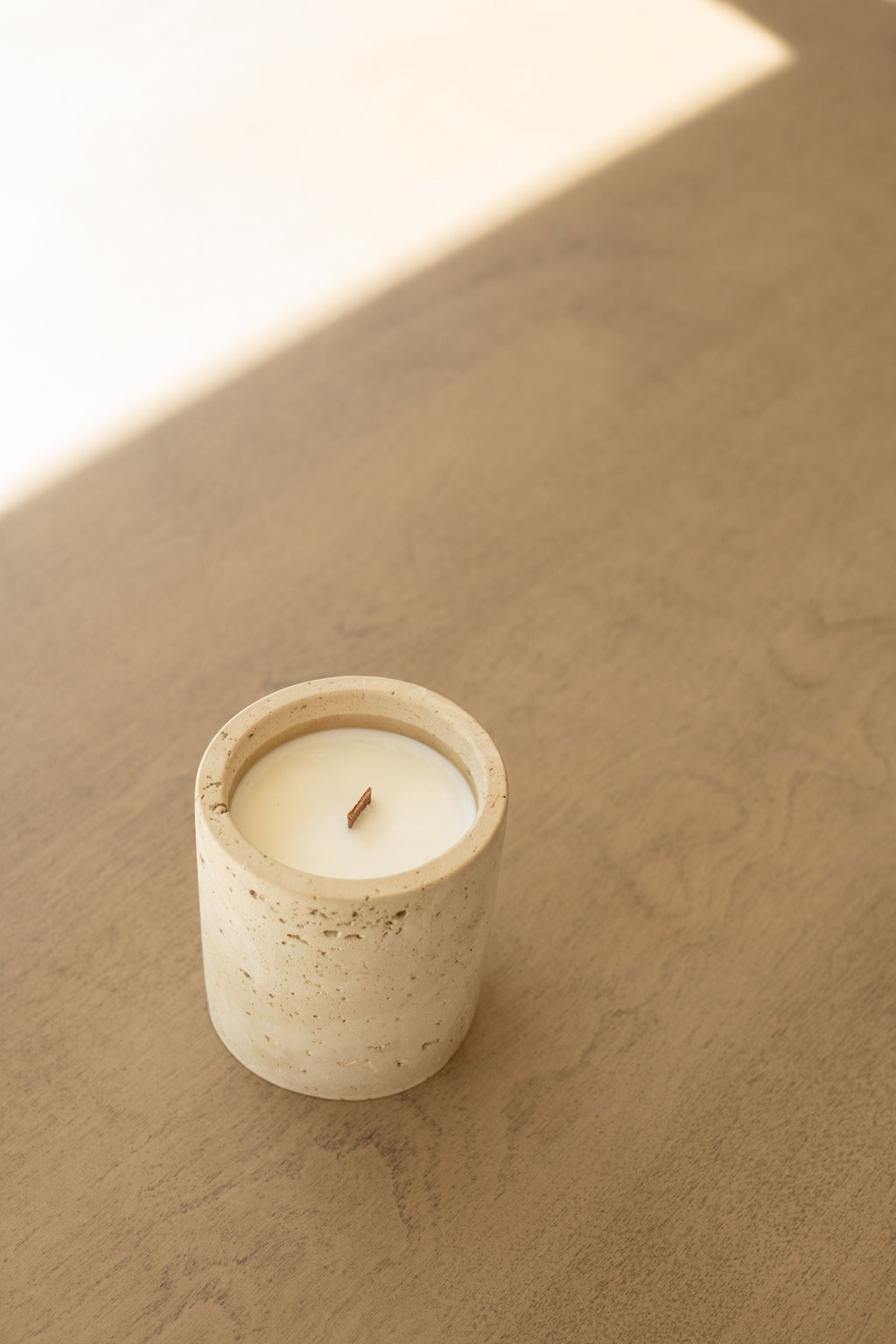 Travertine and Lava Rock Candle with Lid, view 7