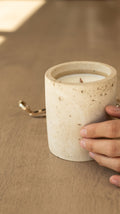 Travertine and Lava Rock Candle with Lid, view 6