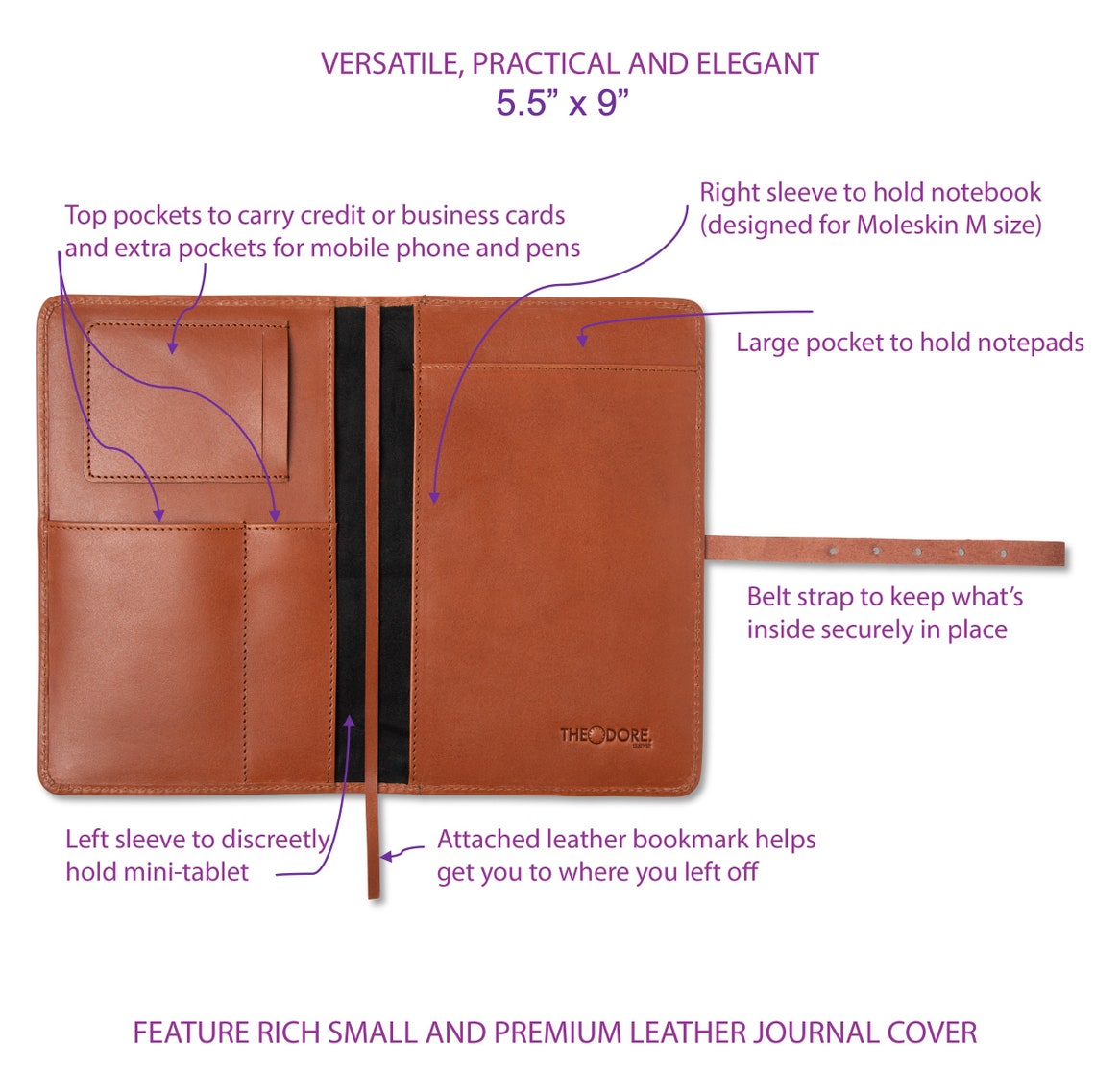 A5 Leather Journal Cover & Padfolio, view 7
