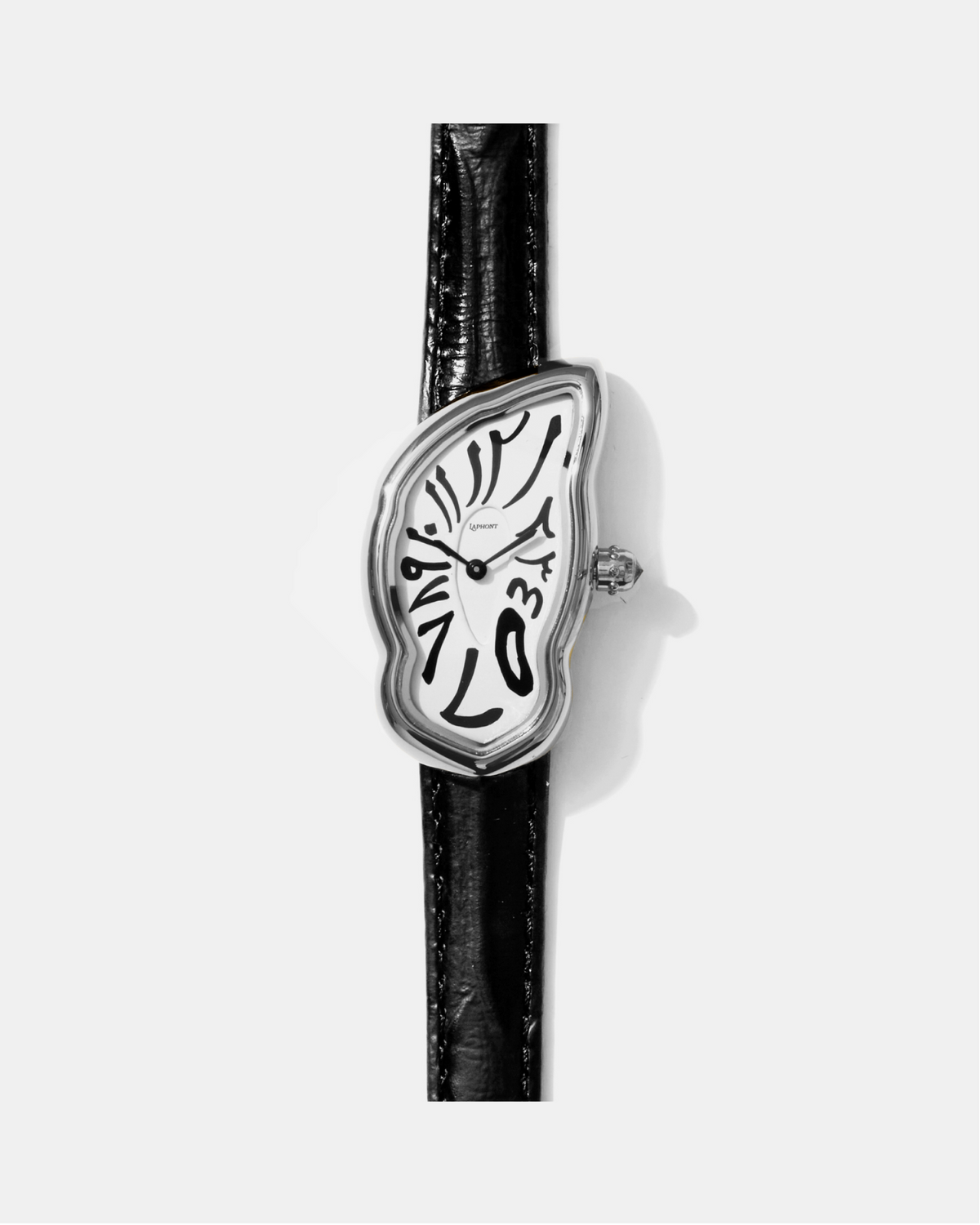 Melting Watch, Large Silver, Black / Arabic